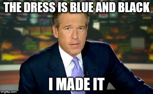 Brian Williams Was There | THE DRESS IS BLUE AND BLACK I MADE IT | image tagged in memes,brian williams was there | made w/ Imgflip meme maker