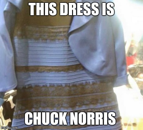 Dress Color | THIS DRESS IS CHUCK NORRIS | image tagged in dress color | made w/ Imgflip meme maker