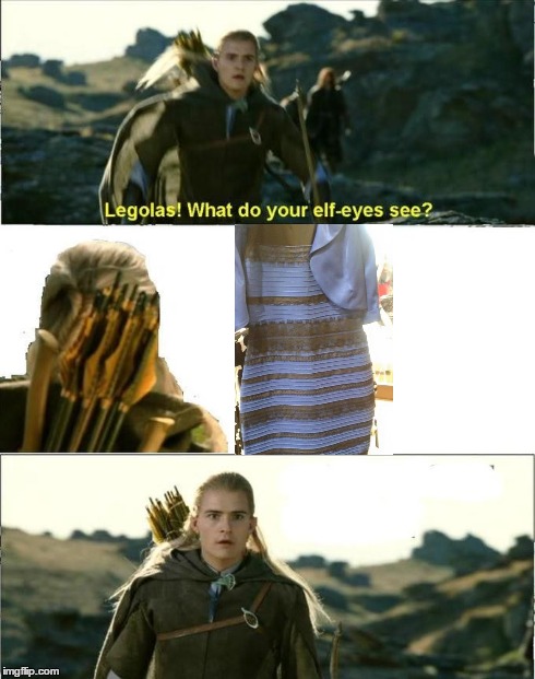 WTF IS DIS DRESS??? | image tagged in legolas,what do your elf eyes see,the dress,what color is this dress | made w/ Imgflip meme maker