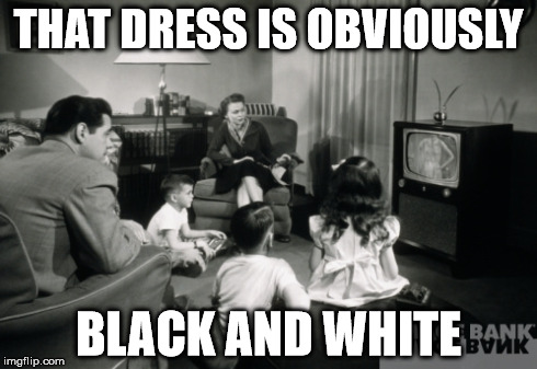 We didn't have the same problems on Facebook back in the 50's that we have today | THAT DRESS IS OBVIOUSLY BLACK AND WHITE | image tagged in the dress | made w/ Imgflip meme maker