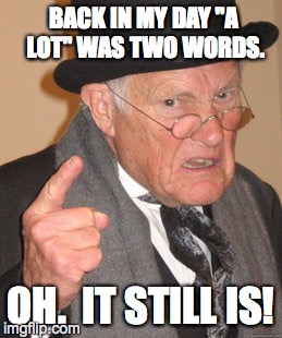 Back In My Day Meme | BACK IN MY DAY "A LOT" WAS TWO WORDS. OH.  IT STILL IS! | image tagged in memes,back in my day | made w/ Imgflip meme maker