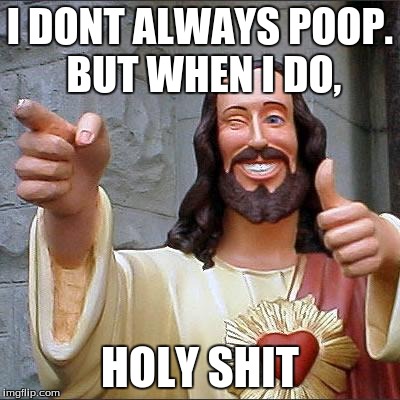 Buddy Christ Meme | I DONT ALWAYS POOP. BUT WHEN I DO, HOLY SHIT | image tagged in memes,buddy christ | made w/ Imgflip meme maker