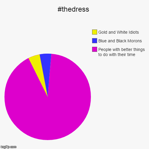 3thedress | image tagged in funny,pie charts,the dress,funny memes,humor | made w/ Imgflip chart maker