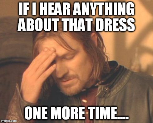 Frustrated Boromir | IF I HEAR ANYTHING ABOUT THAT DRESS ONE MORE TIME.... | image tagged in memes,frustrated boromir | made w/ Imgflip meme maker