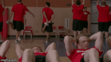 Glee situps | image tagged in gifs,glee | made w/ Imgflip video-to-gif maker