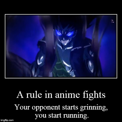 Seriously, RUN! | image tagged in funny,demotivationals,fairy tail,anime | made w/ Imgflip demotivational maker
