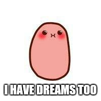 I HAVE DREAMS TOO | image tagged in derp | made w/ Imgflip meme maker