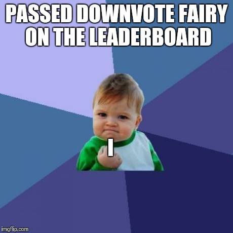Success Kid | PASSED DOWNVOTE FAIRY ON THE LEADERBOARD I | image tagged in memes,success kid | made w/ Imgflip meme maker