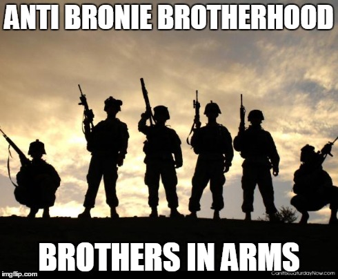 army | ANTI BRONIE BROTHERHOOD BROTHERS IN ARMS | image tagged in army | made w/ Imgflip meme maker