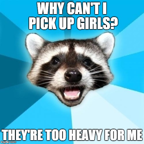 Lame Pun Coon | WHY CAN'T I PICK UP GIRLS? THEY'RE TOO HEAVY FOR ME | image tagged in memes,lame pun coon | made w/ Imgflip meme maker