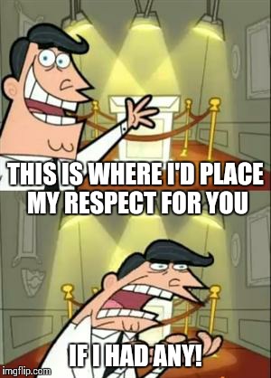 This Is Where I'd Put My Trophy If I Had One | IF I HAD ANY! THIS IS WHERE I'D PLACE MY RESPECT FOR YOU | image tagged in if i had one | made w/ Imgflip meme maker
