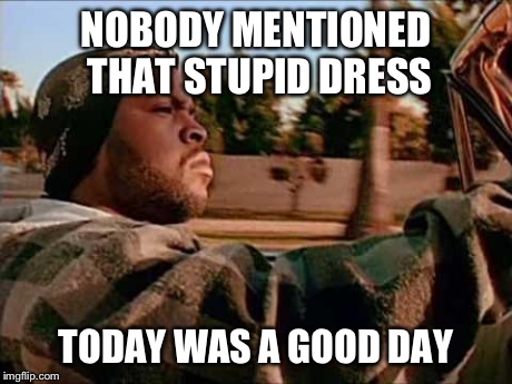 NOBODY MENTIONED THAT STUPID DRESS TODAY WAS A GOOD DAY | image tagged in today was a good day | made w/ Imgflip meme maker