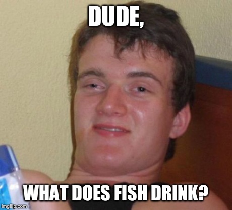 10 Guy | DUDE, WHAT DOES FISH DRINK? | image tagged in memes,10 guy | made w/ Imgflip meme maker