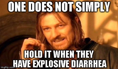 One Does Not Simply Meme | ONE DOES NOT SIMPLY HOLD IT WHEN THEY HAVE EXPLOSIVE DIARRHEA | image tagged in memes,one does not simply | made w/ Imgflip meme maker