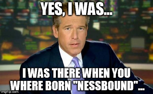 Brian Williams Was There Meme | YES, I WAS... I WAS THERE WHEN YOU WHERE BORN "NESSBOUND"... | image tagged in memes,brian williams was there | made w/ Imgflip meme maker