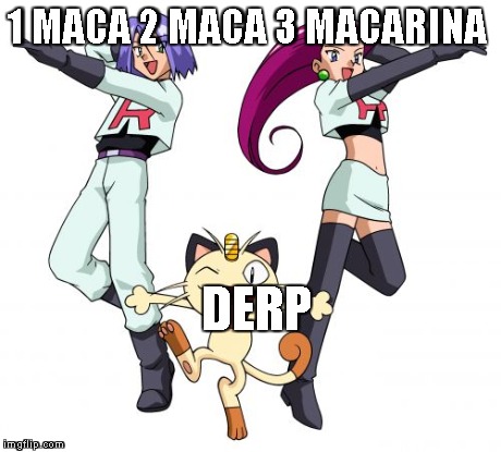Team Rocket | 1 MACA 2 MACA 3 MACARINA DERP | image tagged in memes,team rocket | made w/ Imgflip meme maker