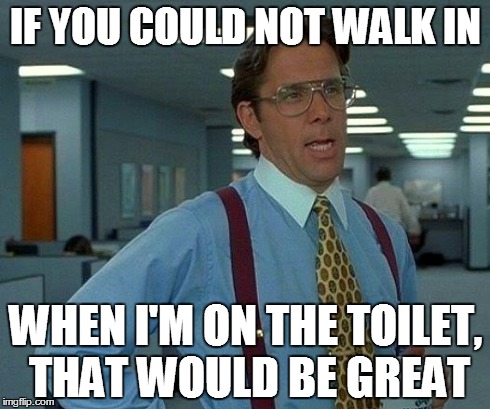 That Would Be Great Meme | IF YOU COULD NOT WALK IN WHEN I'M ON THE TOILET, THAT WOULD BE GREAT | image tagged in memes,that would be great | made w/ Imgflip meme maker