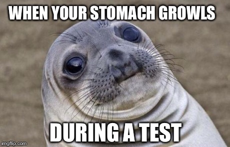 Awkward Moment Sealion | WHEN YOUR STOMACH GROWLS DURING A TEST | image tagged in memes,awkward moment sealion | made w/ Imgflip meme maker