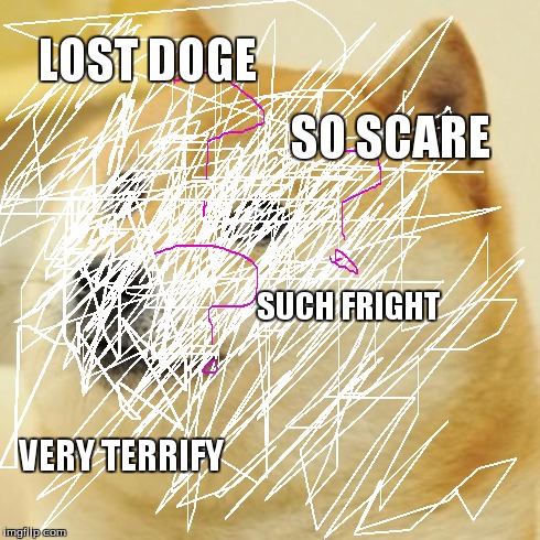 Doge Meme | LOST DOGE SO SCARE SUCH FRIGHT VERY TERRIFY | image tagged in memes,doge | made w/ Imgflip meme maker