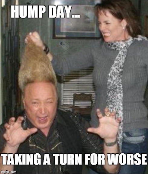 Hump Day... taking a turn for the worse | HUMP DAY... TAKING A TURN FOR WORSE | image tagged in hump day,vince vance,christe dailey,mean women,tall hair,vengeful bitches | made w/ Imgflip meme maker