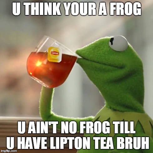 But That's None Of My Business Meme | U THINK YOUR A FROG U AIN'T NO FROG TILL U HAVE LIPTON TEA BRUH | image tagged in memes,but thats none of my business,kermit the frog | made w/ Imgflip meme maker