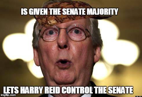 RINO in charge. | IS GIVEN THE SENATE MAJORITY LETS HARRY REID CONTROL THE SENATE | image tagged in political | made w/ Imgflip meme maker