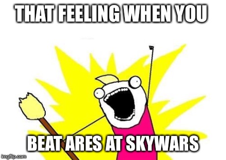 X All The Y Meme | THAT FEELING WHEN YOU BEAT ARES AT SKYWARS | image tagged in memes,x all the y | made w/ Imgflip meme maker