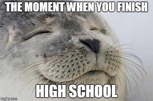 Satisfied Seal | THE MOMENT WHEN YOU FINISH HIGH SCHOOL | image tagged in memes,satisfied seal | made w/ Imgflip meme maker