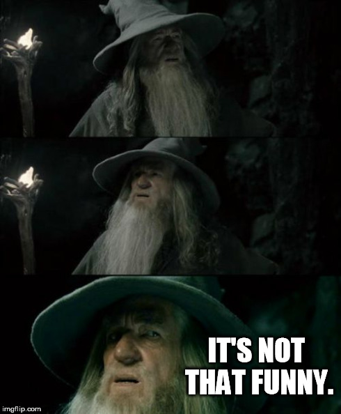 Confused Gandalf Meme | IT'S NOT THAT FUNNY. | image tagged in memes,confused gandalf | made w/ Imgflip meme maker