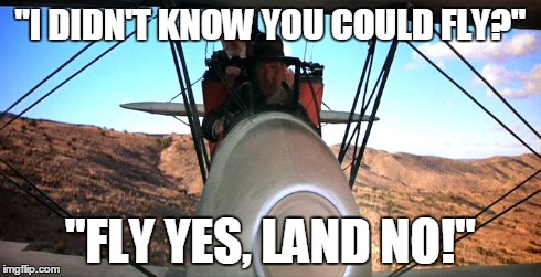 "I DIDN'T KNOW YOU COULD FLY?" "FLY YES, LAND NO!" | made w/ Imgflip meme maker