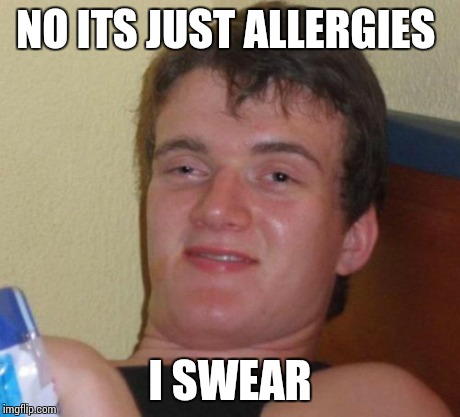 Stoners be like | NO ITS JUST ALLERGIES I SWEAR | image tagged in memes,10 guy | made w/ Imgflip meme maker
