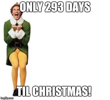 Buddy The Elf | ONLY 293 DAYS TIL CHRISTMAS! | image tagged in buddy the elf | made w/ Imgflip meme maker
