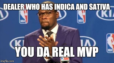 You The Real MVP | DEALER WHO HAS INDICA AND SATIVA YOU DA REAL MVP | image tagged in memes,you the real mvp | made w/ Imgflip meme maker