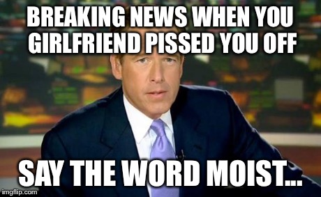 Brian Williams Was There | BREAKING NEWS WHEN YOU GIRLFRIEND PISSED YOU OFF SAY THE WORD MOIST... | image tagged in memes,brian williams was there | made w/ Imgflip meme maker