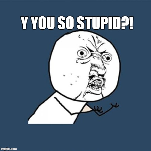 Y U No Meme | Y YOU SO STUPID?! | image tagged in memes,y u no | made w/ Imgflip meme maker