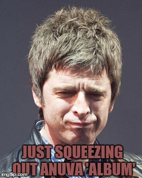 Noel and the High Shiting Birds | JUST SQUEEZING OUT ANUVA 'ALBUM' | image tagged in noel,gallagher,oasis,high,flying,birds | made w/ Imgflip meme maker