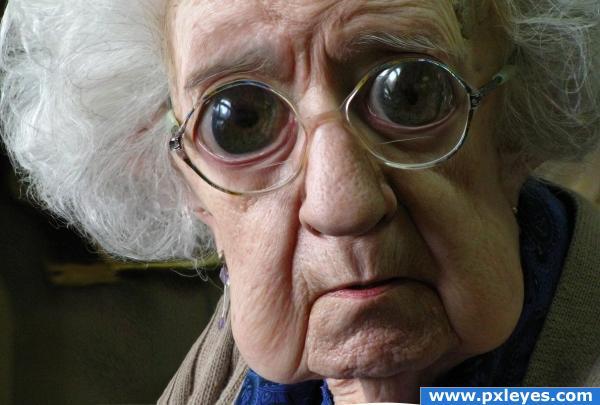 High Quality Short-sighted old lady  Blank Meme Template