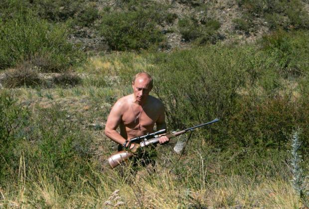 putin with rifle Blank Meme Template