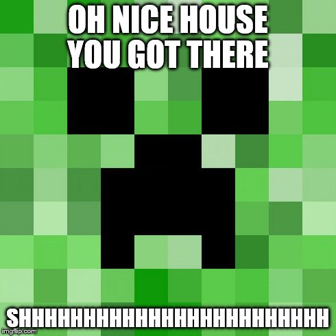 Scumbag Minecraft | OH NICE HOUSE YOU GOT THERE SHHHHHHHHHHHHHHHHHHHHHHHH | image tagged in memes,scumbag minecraft | made w/ Imgflip meme maker