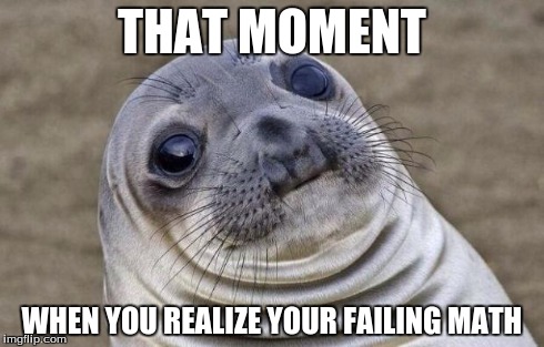 Awkward Moment Sealion | THAT MOMENT WHEN YOU REALIZE YOUR FAILING MATH | image tagged in memes,awkward moment sealion | made w/ Imgflip meme maker
