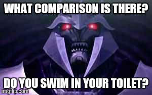 WHAT COMPARISON IS THERE? DO YOU SWIM IN YOUR TOILET? | image tagged in you _____ me | made w/ Imgflip meme maker