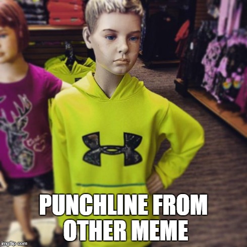 PUNCHLINE FROM OTHER MEME | image tagged in sassy mannequin | made w/ Imgflip meme maker
