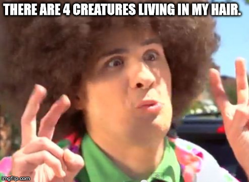 Sarcastic Anthony | THERE ARE 4 CREATURES LIVING IN MY HAIR. | image tagged in memes,sarcastic anthony | made w/ Imgflip meme maker