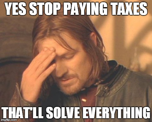 Frustrated Boromir | YES STOP PAYING TAXES THAT'LL SOLVE EVERYTHING | image tagged in memes,frustrated boromir | made w/ Imgflip meme maker