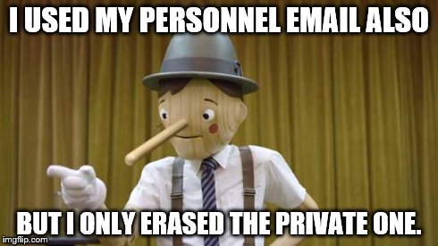 Geico Pinocchio | I USED MY PERSONNEL EMAIL ALSO BUT I ONLY ERASED THE PRIVATE ONE. | image tagged in geico pinocchio | made w/ Imgflip meme maker