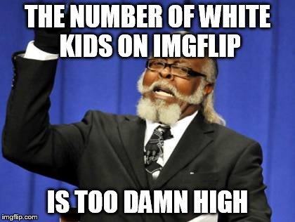 Too Damn High | THE NUMBER OF WHITE KIDS ON IMGFLIP IS TOO DAMN HIGH | image tagged in memes,too damn high | made w/ Imgflip meme maker