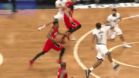 Anthony Davis skies for alley-oop slam vs Nets | image tagged in gifs | made w/ Imgflip video-to-gif maker