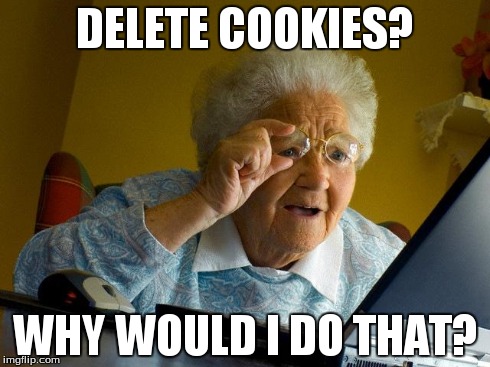 Grandma Finds The Internet | DELETE COOKIES? WHY WOULD I DO THAT? | image tagged in memes,grandma finds the internet | made w/ Imgflip meme maker