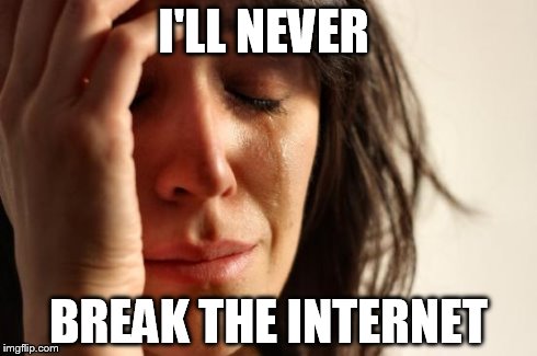 First World Problems Meme | I'LL NEVER BREAK THE INTERNET | image tagged in memes,first world problems | made w/ Imgflip meme maker