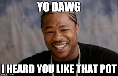 Yo Dawg Heard You Meme | YO DAWG I HEARD YOU LIKE THAT POT | image tagged in memes,yo dawg heard you | made w/ Imgflip meme maker